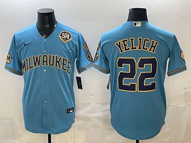 Men 2026 Milwaukee Brewers #22 Yelich blue Game Nike MLB Jersey 0401004